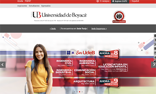 El portal web de la Universidad de Boyacá estará fuera de servicio